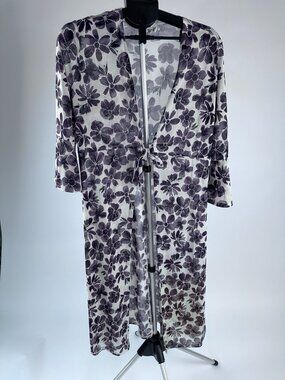 Ember Sheer Floral Kimono Cardigan XL Boho Tie Front Lightweight